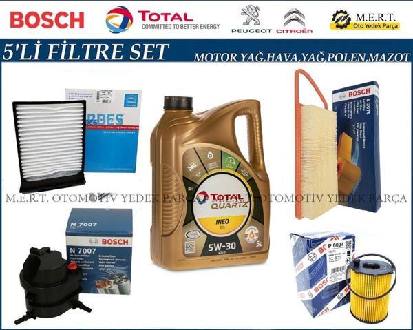 C1 1.4 HDI Filtre Bakım Seti + Motor Yağı (2005-2010) - Image 1