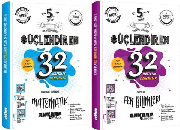 Ankara 2025 5. Sınıf Matematik + Fen Bilimleri Güçlendiren 32 Haftalık Deneme 2 Kitap - Image 1