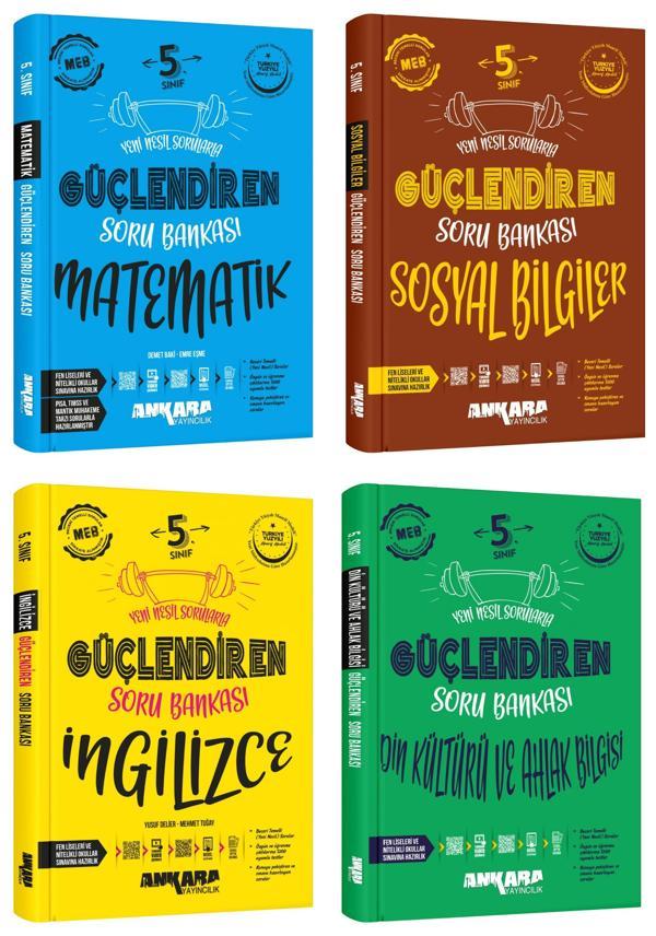 Ankara 2025 5. Sınıf Matematik + Sosyal + İngilizce + Din Kültürü Güçlendiren Soru Seti 4 Kitap Güncel Müfredat - Image 1