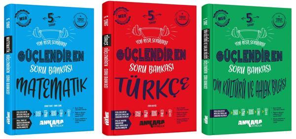 Ankara 2025 5. Sınıf Matematik + Türkçe + Din Kültürü Güçlendiren Soru Bankası Seti 3 Kitap Güncel Müfredat - Image 1