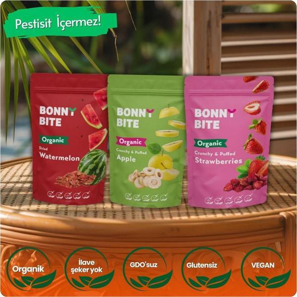 Bonny Bite Kurutulmuş Organik Karpuz, Elma & Çilek 3'Lü Paketi - Image 1