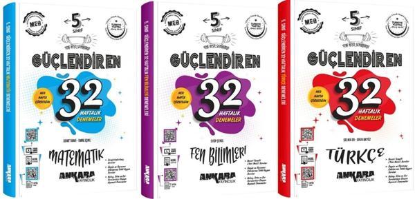 Ankara 2025 5. Sınıf Matematik + Türkçe + Fen Bilimleri Güçlendiren 32 Haftalık Deneme 3 Kitap - Image 1