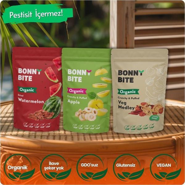 Bonny Bite Kurutulmuş Organik Karpuz, Elma & Sebze 3'Lü Paketi - Image 1