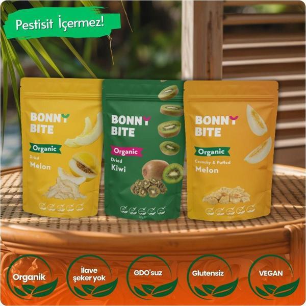 Bonny Bite Kurutulmuş Organik Kavun, Kivi & Çıtır Kavun 3'Lü Paketi - Image 1