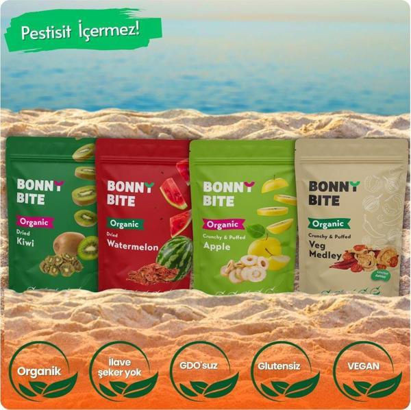 Bonny Bite Kurutulmuş Organik Kivi, Karpuz, Elma & Sebze 4'Lü Paketi - Image 1