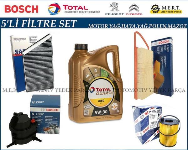 Peugeot 206 1.4 HDI Filtre Bakım Seti + Motor Yağı (2003-2009) - Image 1