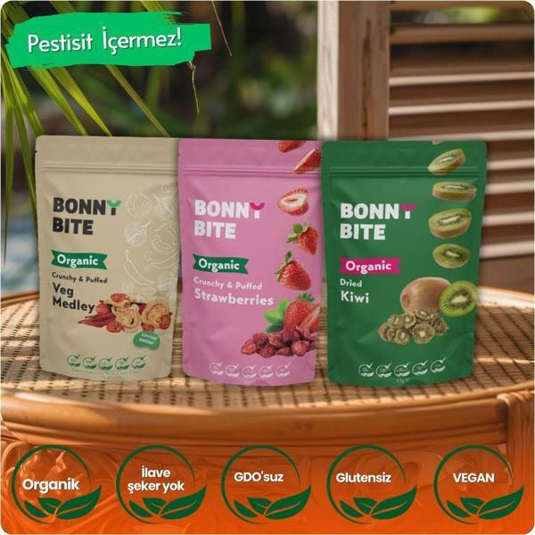 Bonny Bite Kurutulmuş Organik Sebze, Çilek & Kivi 3'Lü Paketi - Image 1