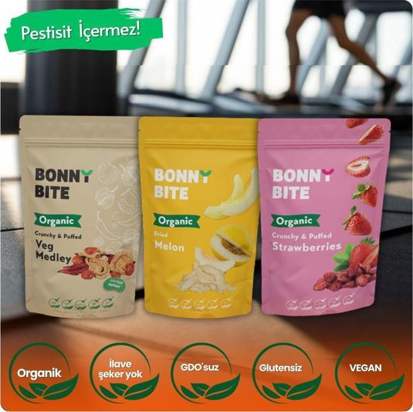 Bonny Bite Kurutulmuş Organik Sebze, Kavun & Çilek 3'Lü Paketi - Image 1