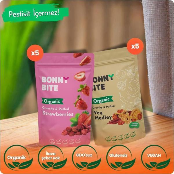 Bonny Bite Organik Çıtır Çilek & Çıtır Sebze (Kapya Biber, Cherry Domates, Soğan) 10'Lu Paketi - Image 1