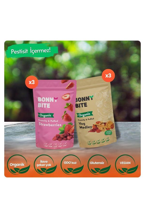 Bonny Bite Organik Çıtır Çilek & Çıtır Sebze (Kapya Biber, Cherry Domates, Soğan) 6'Lı Paketi - Image 1