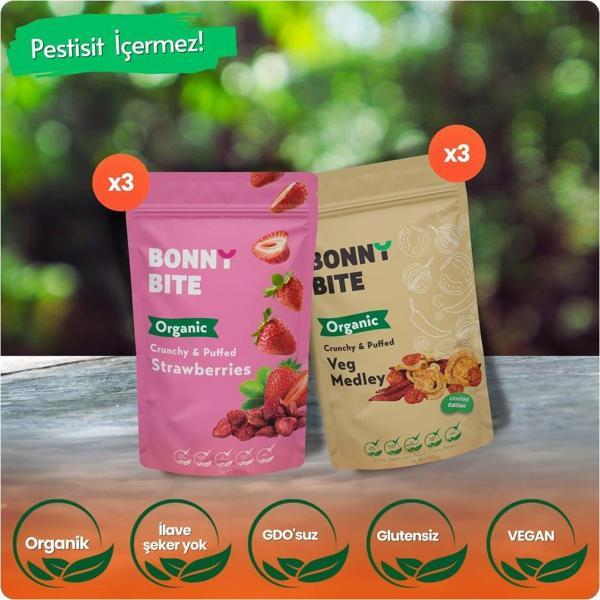 Bonny Bite Organik Çıtır Çilek & Çıtır Sebze (Kapya Biber, Cherry Domates, Soğan) 6'Lı Paketi - Image 1