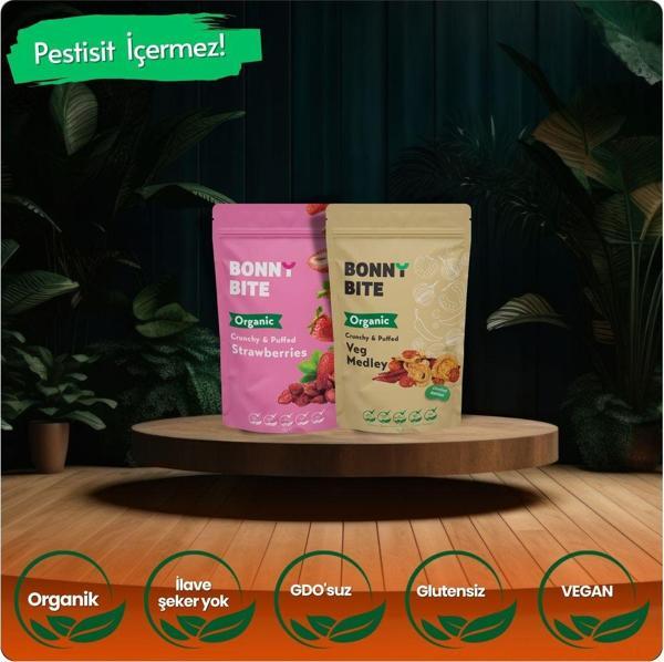 Bonny Bite Organik Çıtır Çilek & Çıtır Sebze (Kapya Biber, Cherry Domates, Soğan) İkili Paketi - Image 1