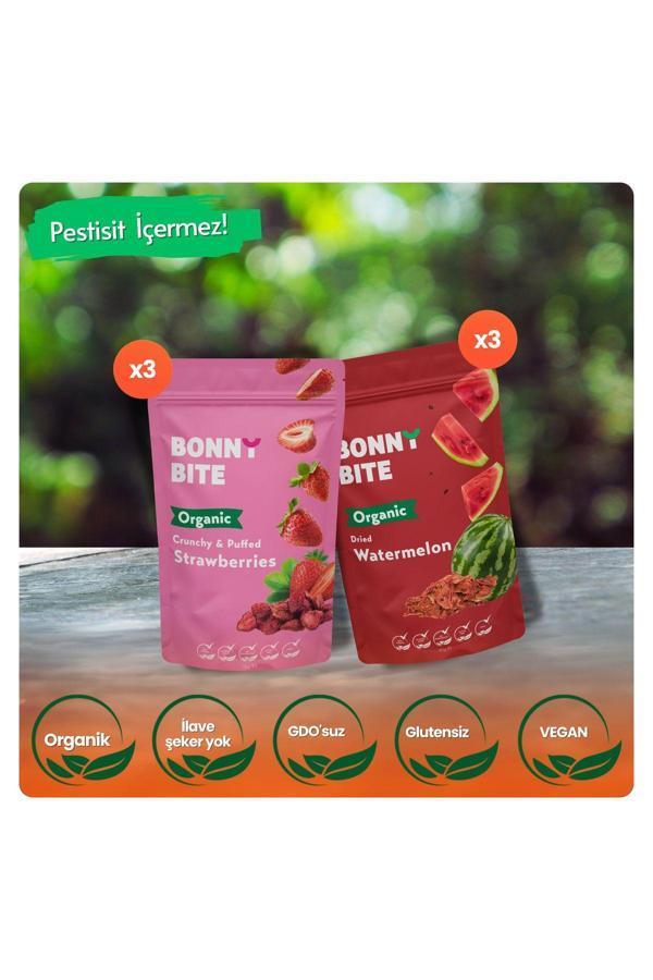 Bonny Bite Organik Çıtır Çilek & Kurutulmuş Karpuz 6'Lı Paketi - Image 1