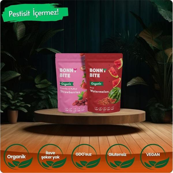 Bonny Bite Organik Çıtır Çilek & Kurutulmuş Karpuz İkili Paketi - Image 1