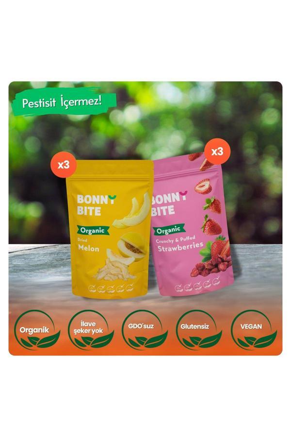 Bonny Bite Organik Çıtır Çilek & Kurutulmuş Kavun 6'Lı Paketi - Image 1