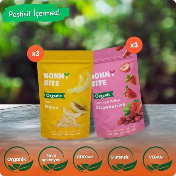 Bonny Bite Organik Çıtır Çilek & Kurutulmuş Kavun 6'Lı Paketi - Image 1