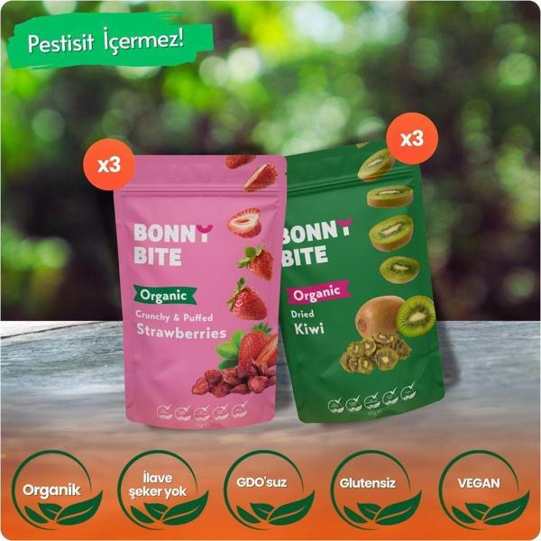 Bonny Bite Organik Çıtır Çilek & Kurutulmuş Kivi 6'Lı Paketi - Image 1