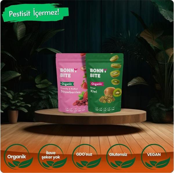 Bonny Bite Organik Çıtır Çilek & Kurutulmuş Kivi İkili Paketi - Image 1