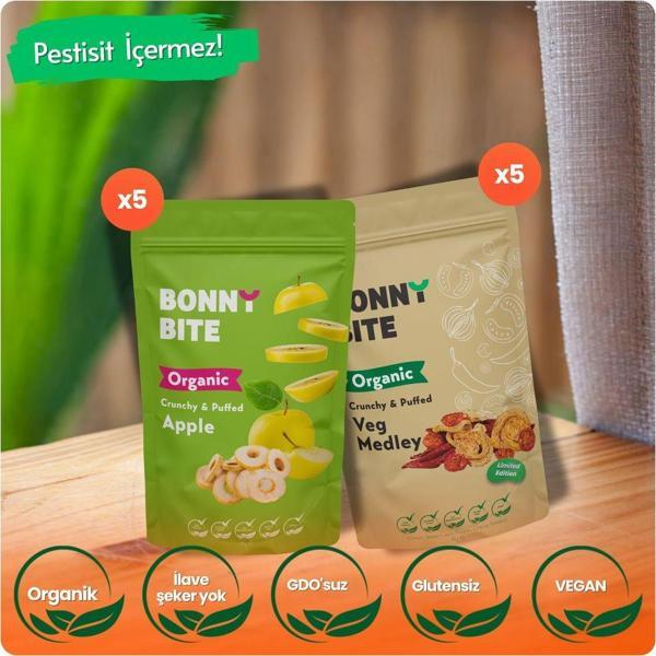Bonny Bite Organik Çıtır Elma & Çıtır Sebze (Kapya Biber, Cherry Domates, Soğan) 10'Lu Paketi - Image 1