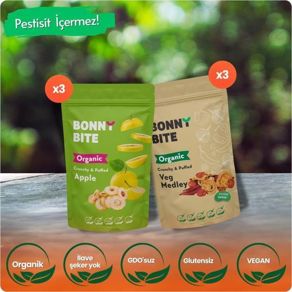 Bonny Bite Organik Çıtır Elma & Çıtır Sebze (Kapya Biber, Cherry Domates, Soğan) 6'Lı Paketi - Image 1