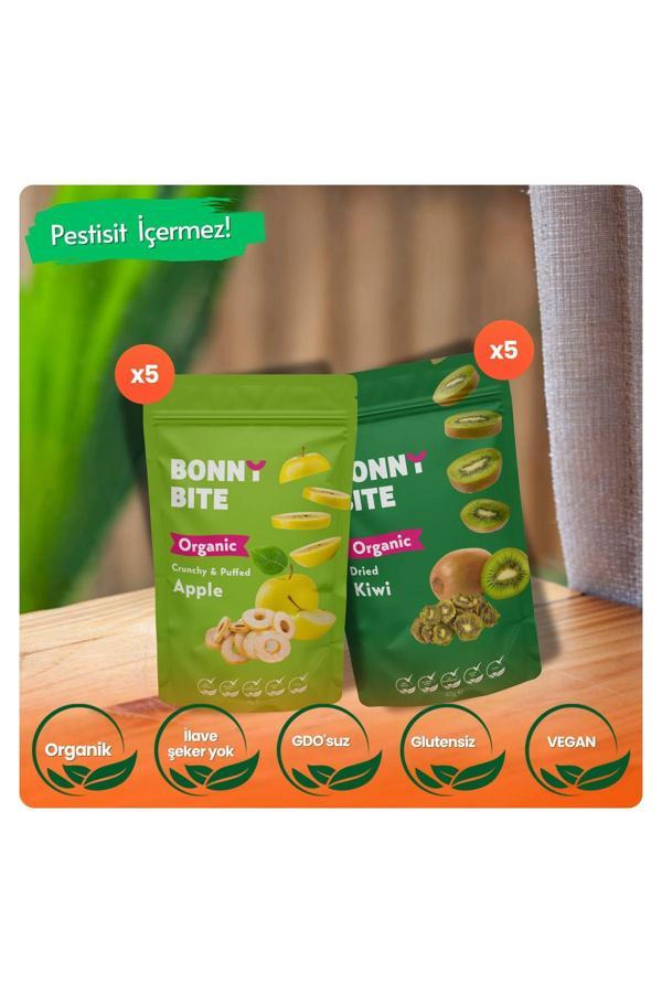 Bonny Bite Organik Çıtır Elma & Kurutulmuş Kivi 10'Lu Paketi - Image 1