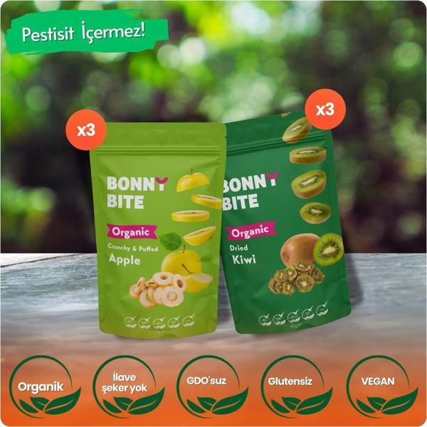 Bonny Bite Organik Çıtır Elma & Kurutulmuş Kivi 6'Lı Paketi - Image 1