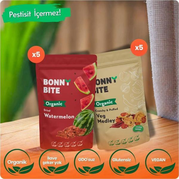 Bonny Bite Organik Karpuz & Çıtır Sebze (Kapya Biber, Cherry Domates, Soğan) 10'Lu Paketi - Image 1
