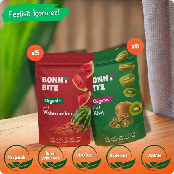 Bonny Bite Organik Kurutulmuş Karpuz & Kurutulmuş Kivi 10'Lu Paketi - Image 1