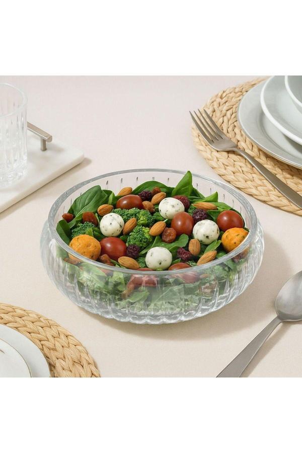 Voi Glass Salata ve Meyve Sunum Kasesi – 24x6,5 cm - Image 1
