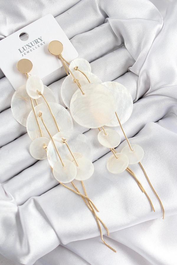 Pirinç Sallantılı Sedef Model Gold Renk Kadın Küpe - EBJ250816W37167 - Image 1