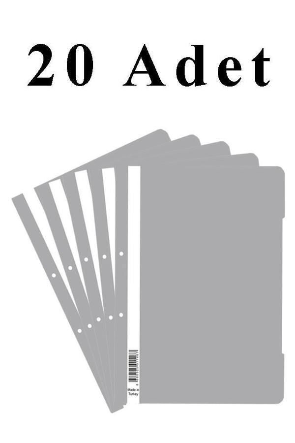 20 Adet A4 Gri Telli Dosya 1 Paket Ekonomik Kaliteli Telli Dosya Ofis Büro Okul - Image 1