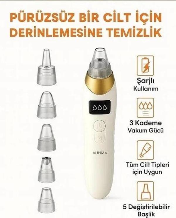 Şarjlı Vakumlu Siyah Nokta Temizleme Cihazı – 3 Kademe Güç, 5 Değiştirilebilir Başlık, LCD Ekran - Image 1