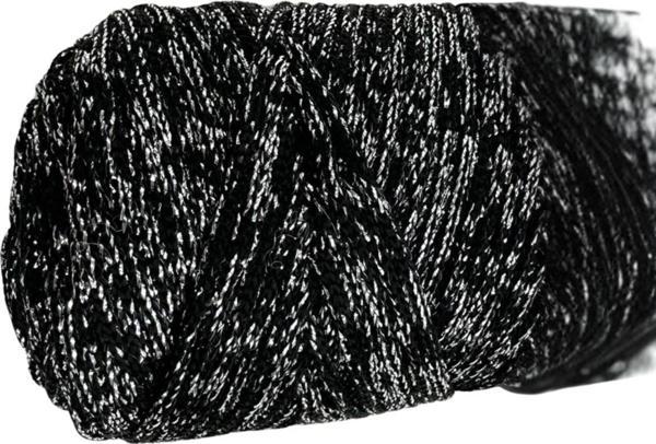 Makrome İpi 3mm Polyester Siyah Gümüş  Simli - Image 1
