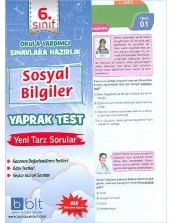 Bulut Eğitim Yayınları  6. Sınıf Sosyal Bilgiler Yaprak Test - Bulut Eğitim ve Kültür Yayınları - Image 1