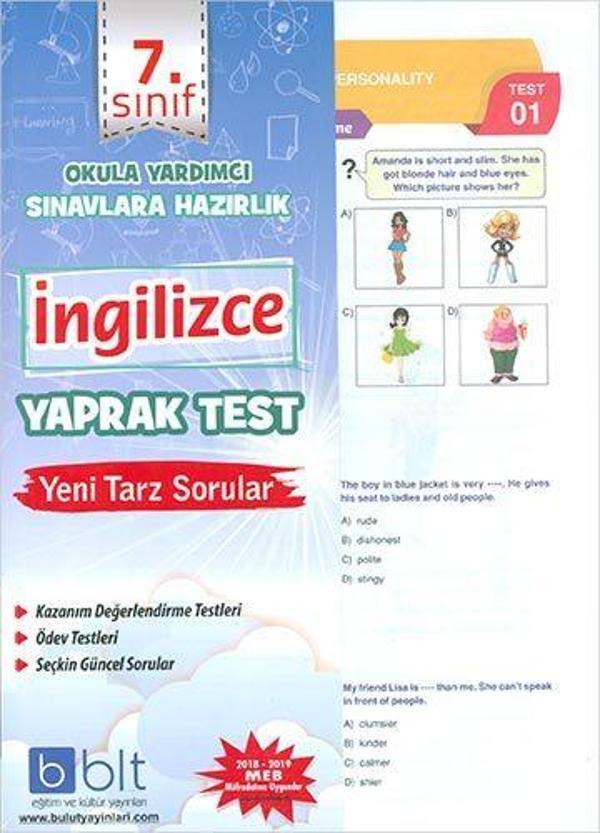 Bulut Eğitim Yayınları  7. Sınıf İngilizce Yaprak Test - Bulut Eğitim ve Kültür Yayınları - Image 1