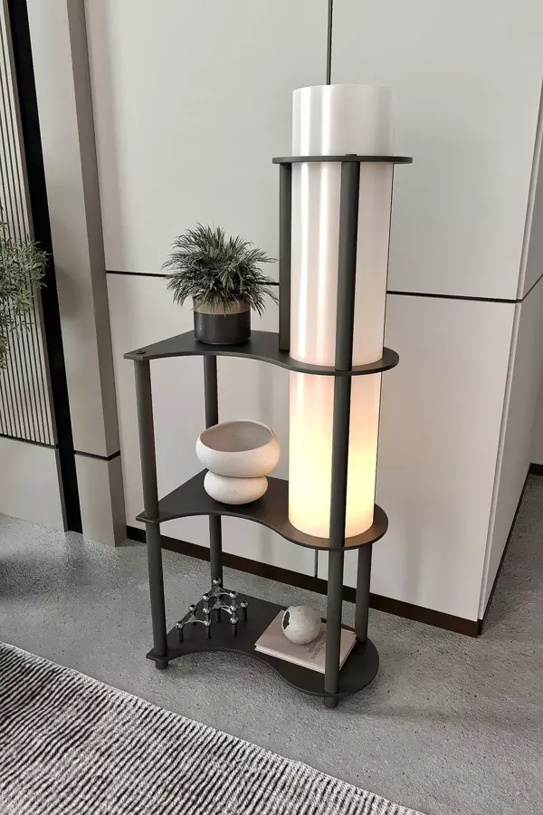 Estilo Dor Dekoratif Raflı Lambader Siyah - Image 1