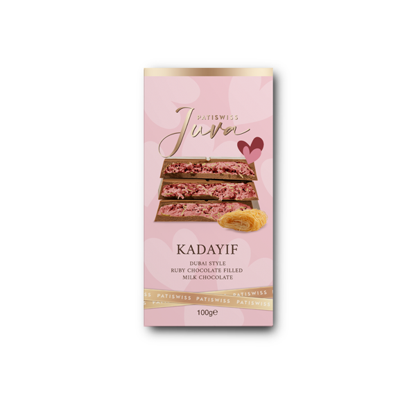 Özel Tasarım Juva Ruby Çikolata ve Kadayıflı Dubai Çikolatası, 100G - Image 1