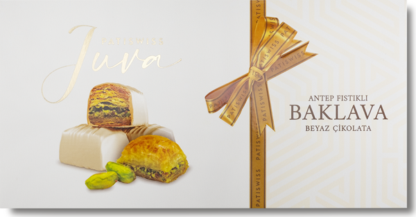 Juva Beyaz Çikolata Kaplı Antep Fıstıklı Baklava, 230G - Image 1