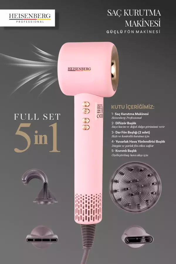  Profesyonel Saç Kurutma Güçlü Fön Makinesi Full Set 5 in 1 - Image 1