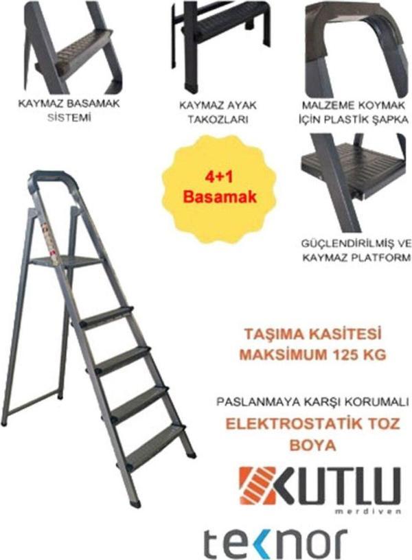 Kutlu Dayanıklı 4+1 Metal Basamaklı Merdiven - Image 1