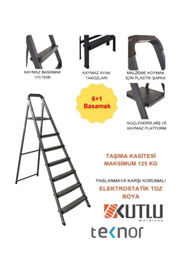 Kutlu Dayanıklı 6+1 Metal Basamaklı Merdiven - Image 1