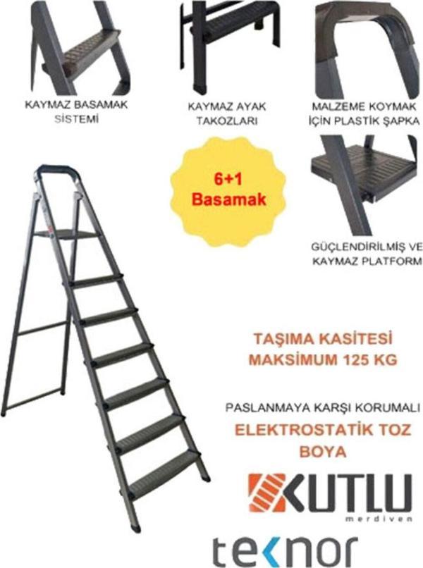 Kutlu Dayanıklı 6+1 Metal Basamaklı Merdiven - Image 1