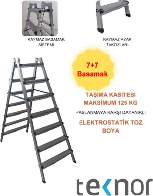 Çift Taraflı Dayanıklı 7+7 Metal Basamaklı Merdiven - Image 1