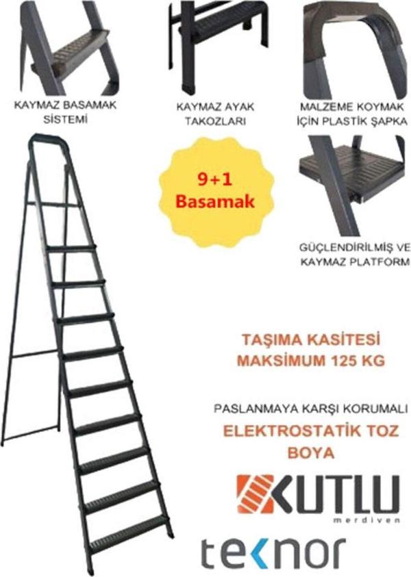 Kutlu Dayanıklı 9+1 Metal Basamaklı Merdiven - Image 1