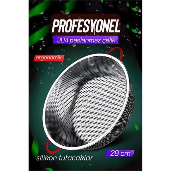 Modacar 28 CM Kevgir Yuvarlak Süzgeç Profesyonel 304 Paslanmaz Çelik - Image 1