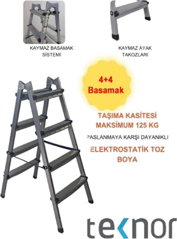 Çift Taraflı Dayanıklı 4+4 Metal Basamaklı Merdiven - Image 1