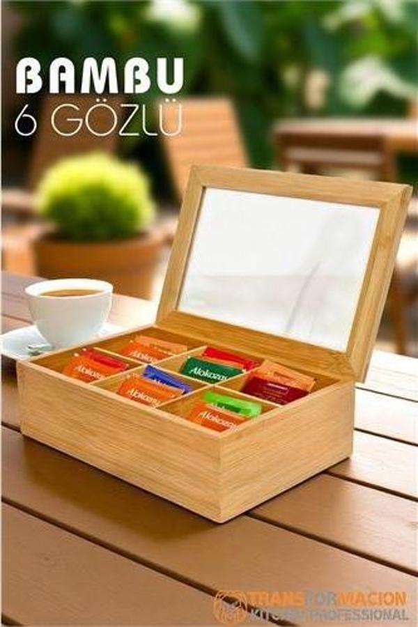 Modacar Poşet Çay Kutusu Ahşap Sallama Çay Organizer Kahve Şeker Aksesuar Kutusu - Image 1