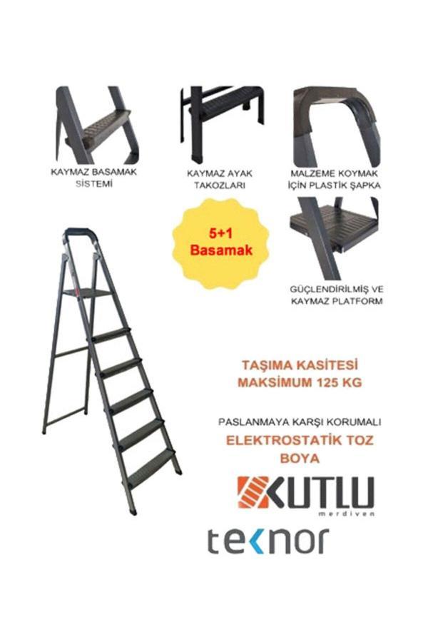 Kutlu Dayanıklı 5+1 Metal Basamaklı Merdiven - Image 1