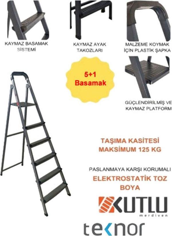 Kutlu Dayanıklı 5+1 Metal Basamaklı Merdiven - Image 1