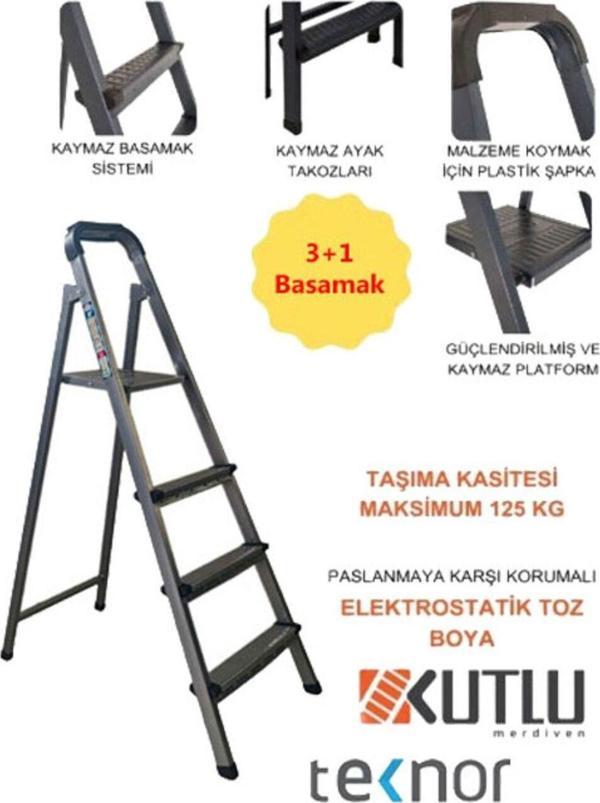 Kutlu Dayanıklı 3+1 Metal Basamaklı Merdiven - Image 1